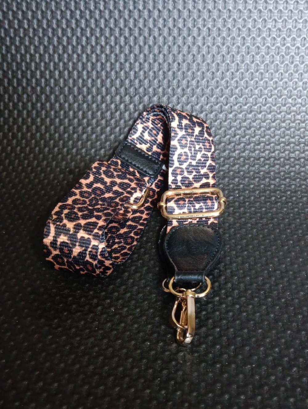 Leopard Print Adjustable Bag Strap with Gold Hardware